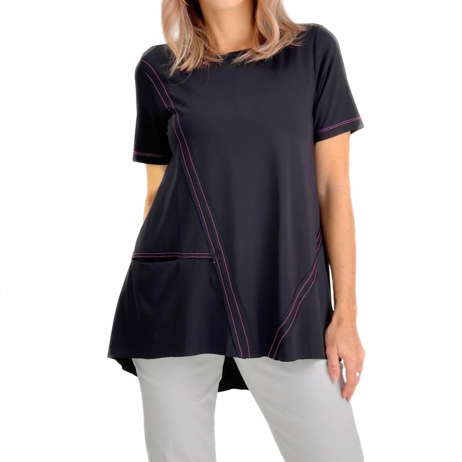 New Ozai N Ku Ponte Stitch Pocket Tee In Black